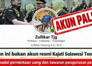 Waspada! Akun Palsu Catut Nama Kajati Sulteng Beredar di Facebook